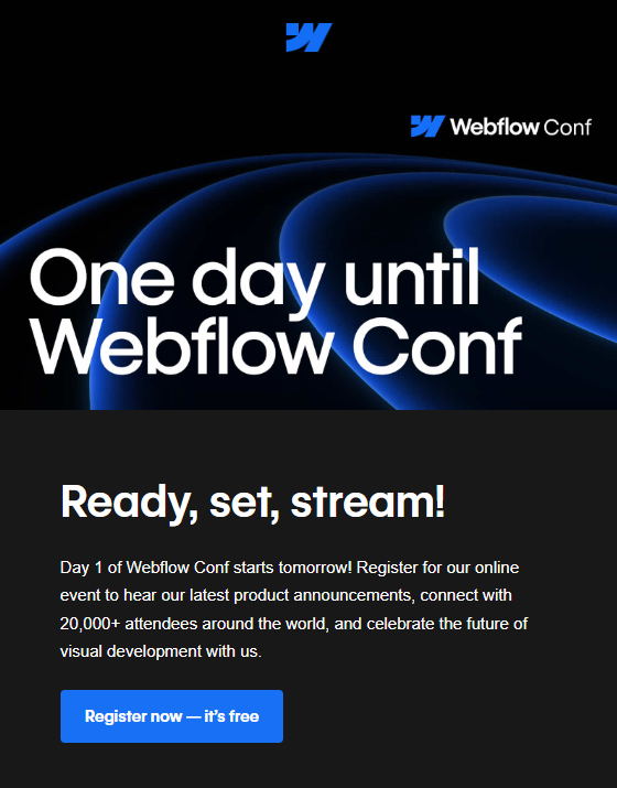  Event email from Webflow