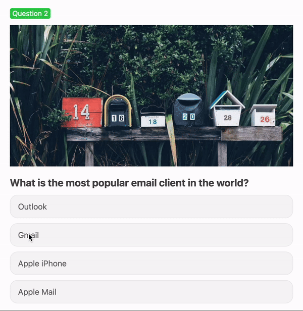 Example of an interactive survey in email marketing