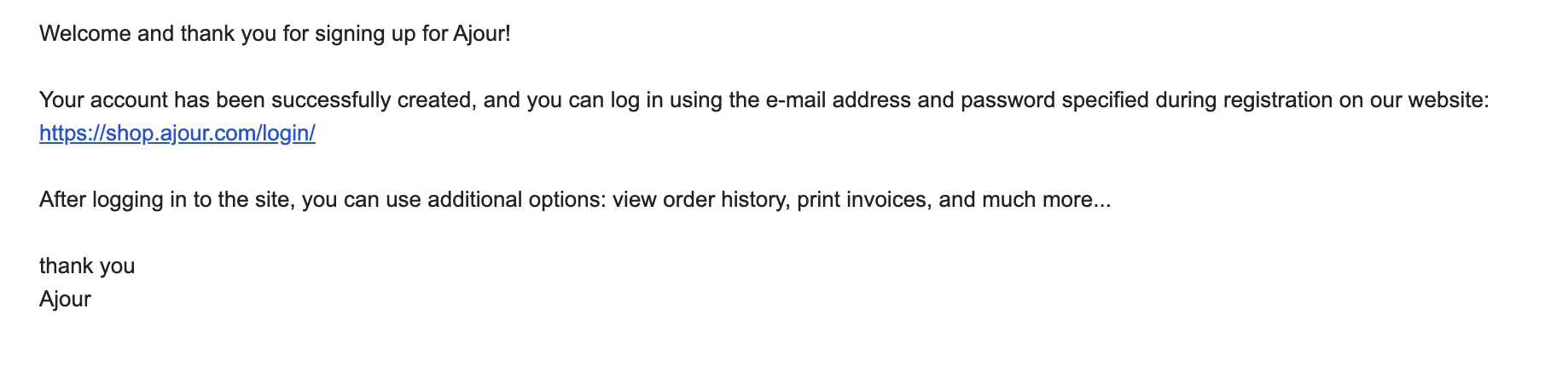 Example of plain text email