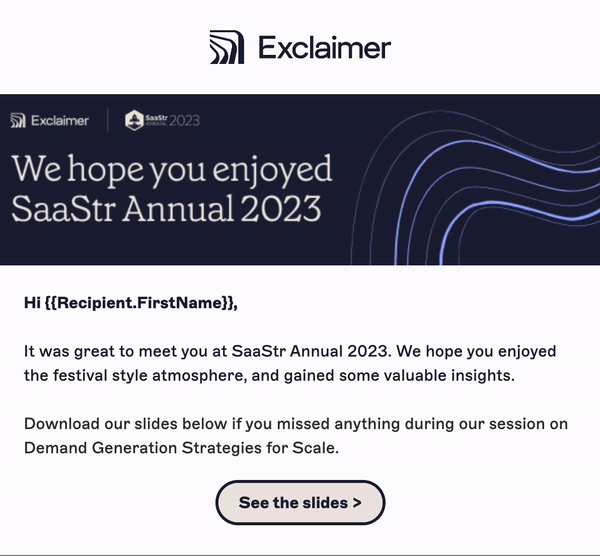 Example of rollover effect in email 