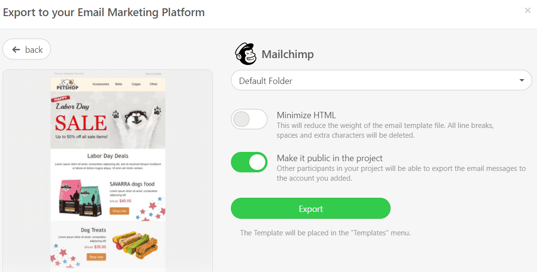 Exporting Your Email Template to Mailchimp