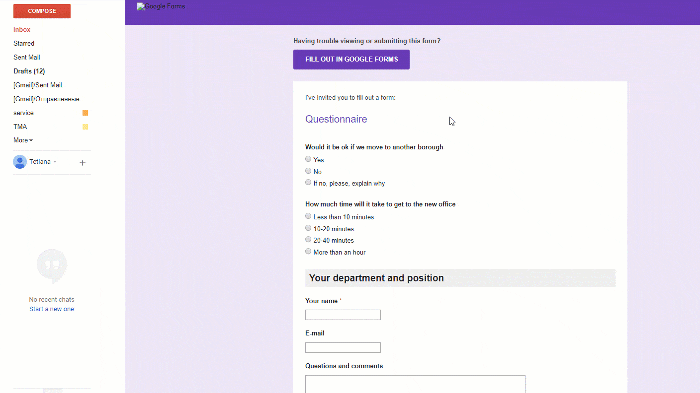 Встраивание Google Forms в письма