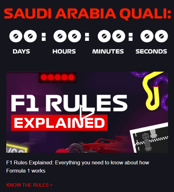 F1 countdown email