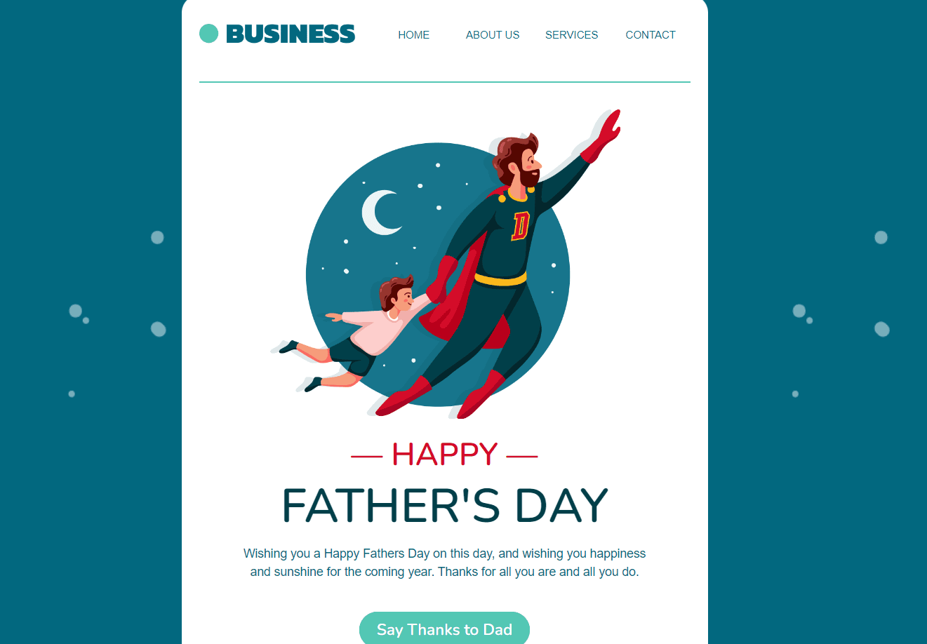 Father's Day email template with a bright background