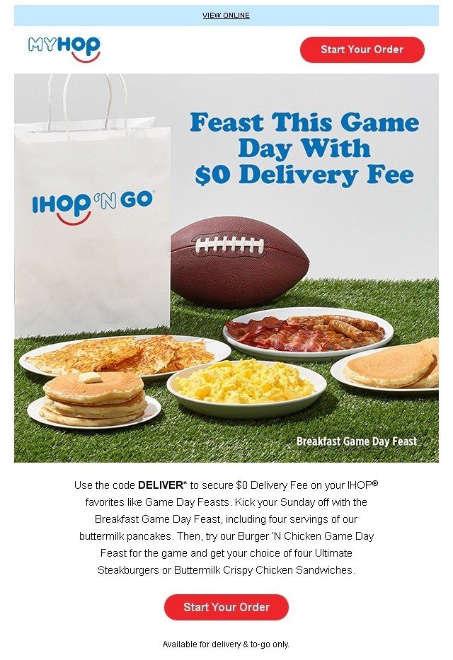 Free Delivery on Super Bowl Email