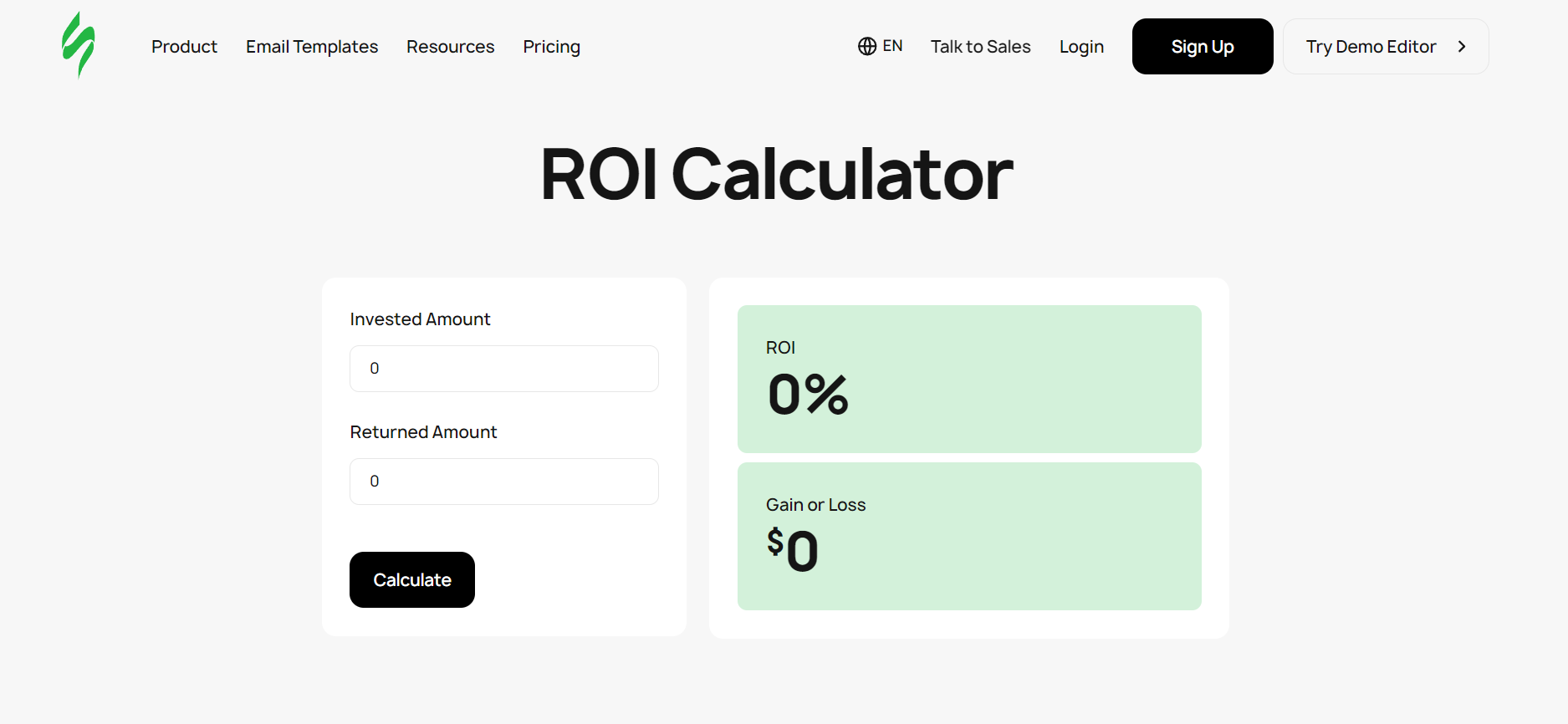 Free ROI Calculator from Stripo