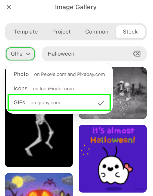 Giphy integration into Stripo editor