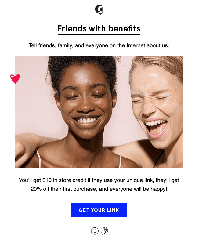 Glossier referral email