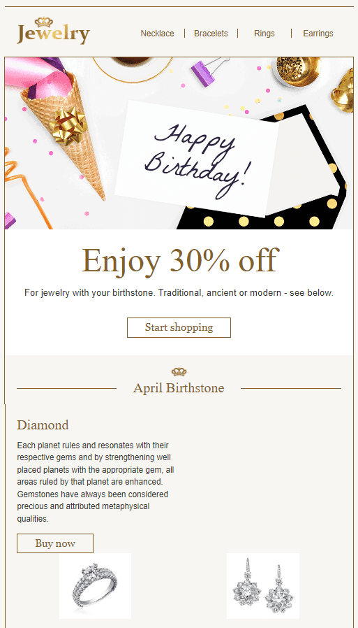 Modelo de E-mail de Feliz Aniversário por Stripo