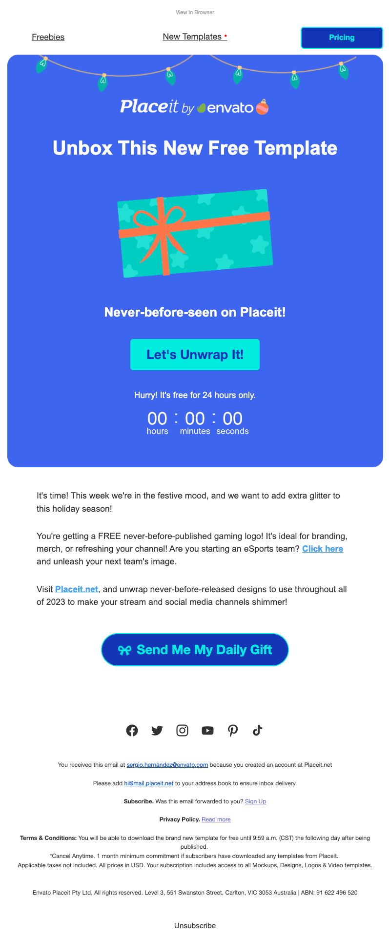 Email template with countdown