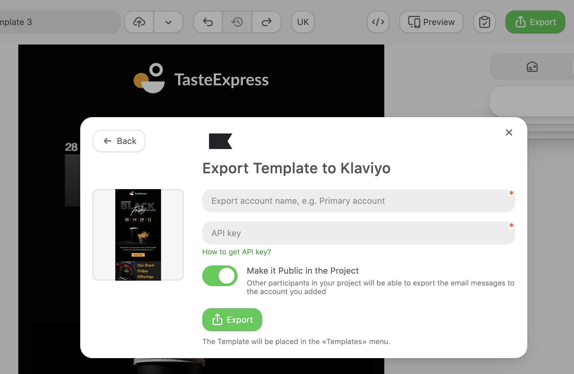 How to export email from Stripo to Klaviyo