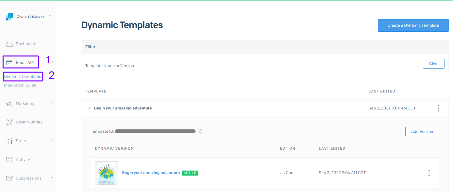 Cómo encontrar tu plantilla de correo electrónico dinámico en SendGrid