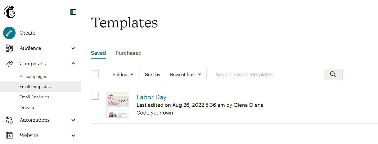 Як знайти свій шаблон листа в Mailchimp