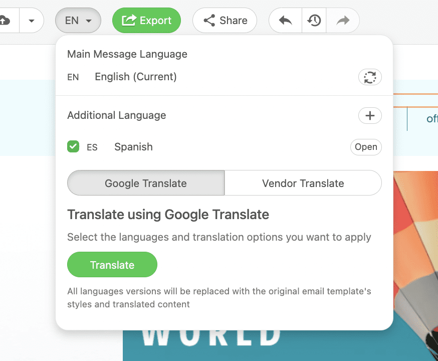 How to translate email in one click