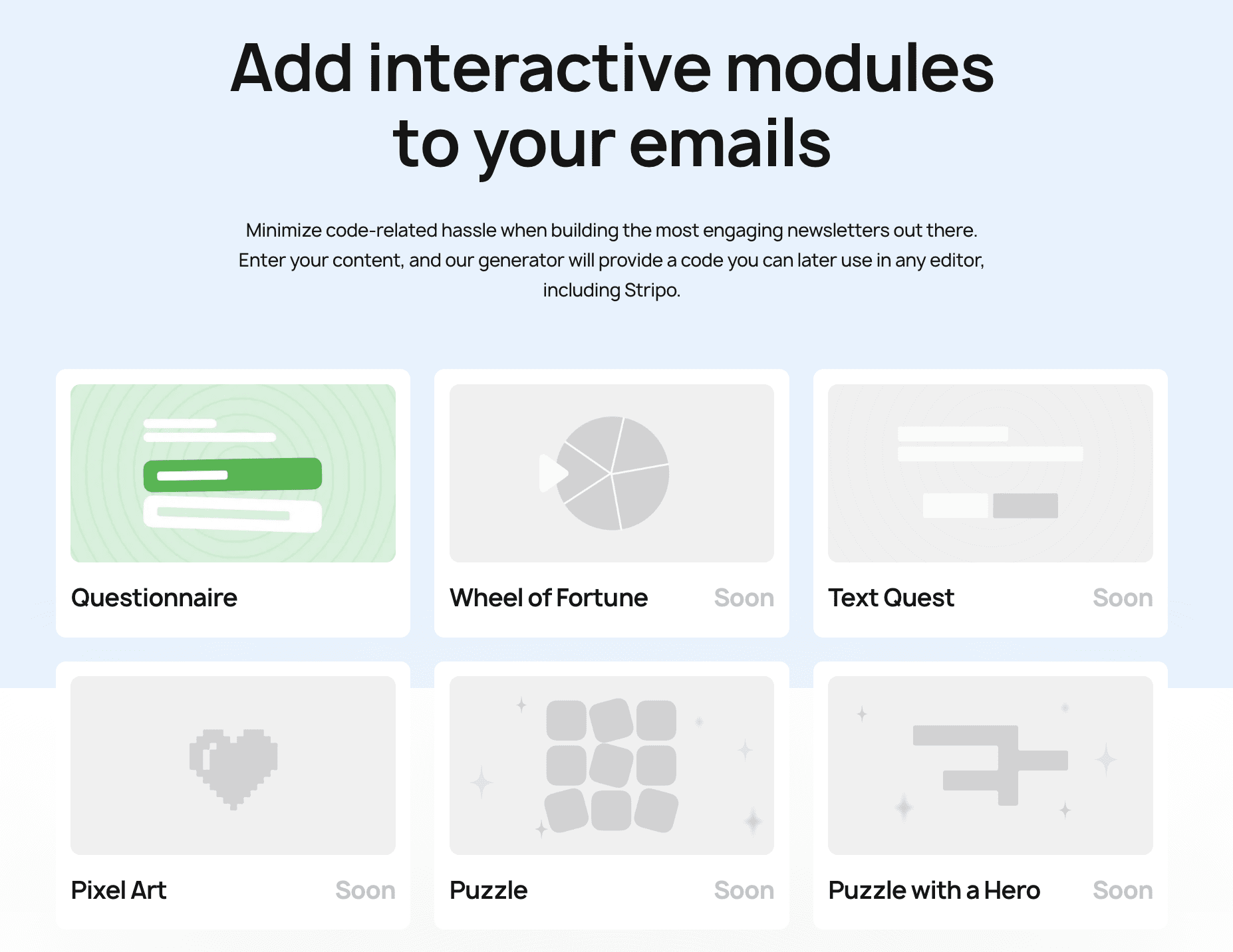What the interactive module generator page looks like