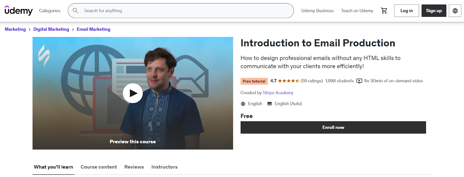 «Introduction to email production» от Stripo _ Udemy