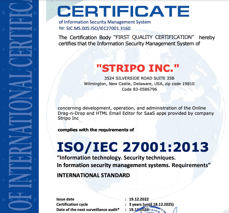 ISO/IEC 27001:2013 certification