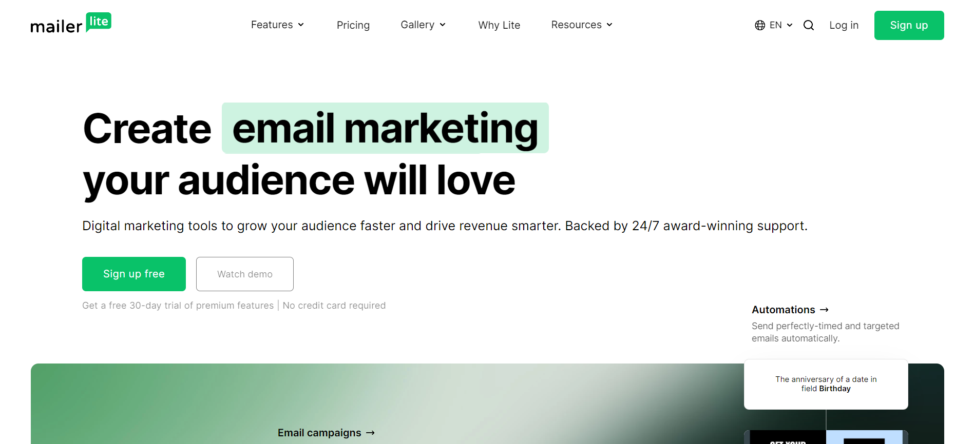 MailerLite, créateur de modèles d'emails