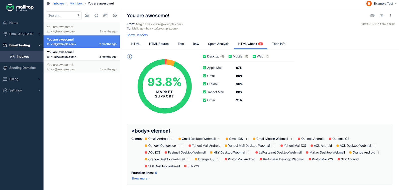 Mailtrap Email API Dashboard