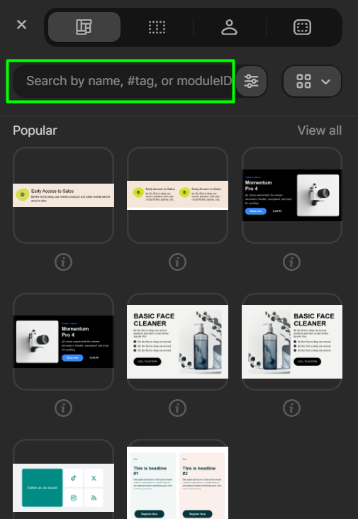 Module search bar