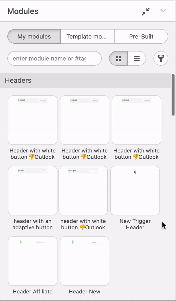 How modules are collected in sections