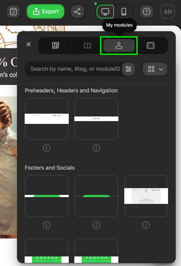 My modules tab
