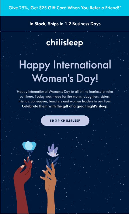 Newsletter from International women's day email campaign