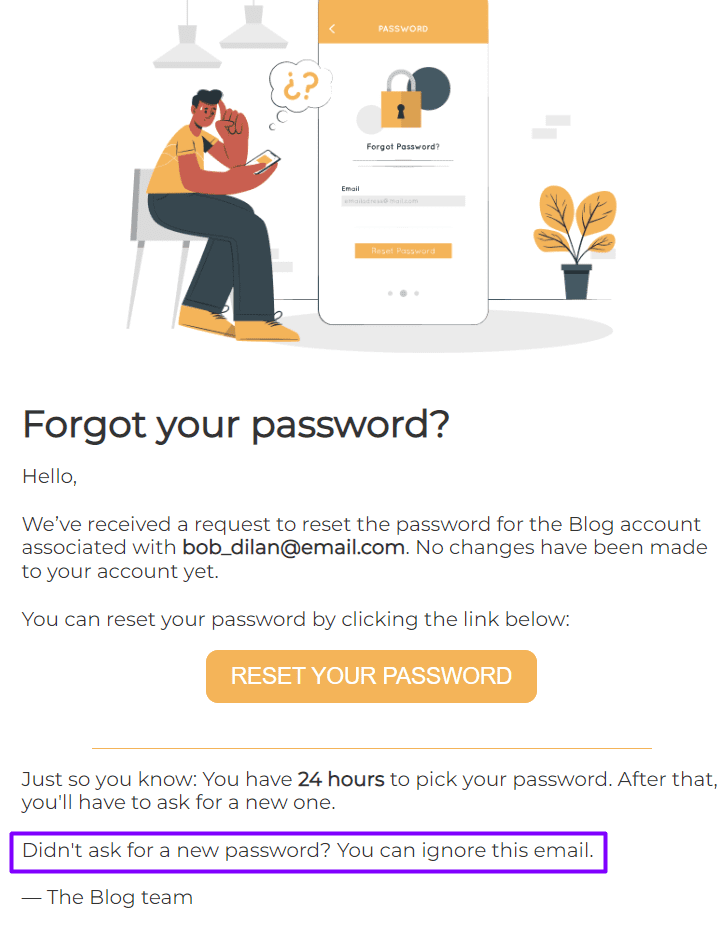 Опция отмены запроса на забытый пароль