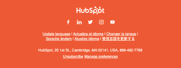 Лист із можливістю оновлення мови, HubSpot