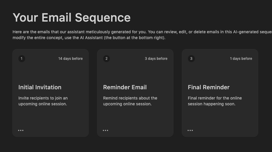 Outline of webinar invitation emails