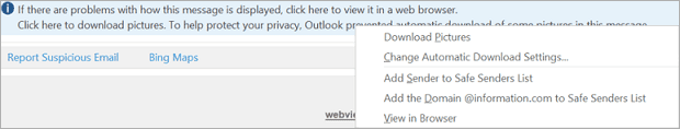 Outlook Allows Users to Download Images