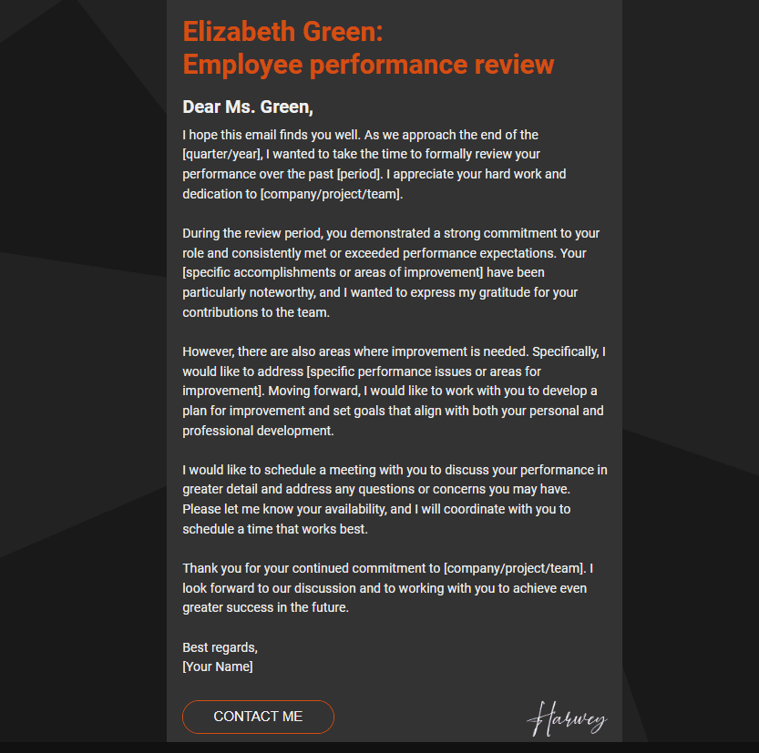Employee performance review _ Email template example