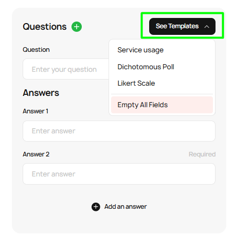 Survey templates prior to construction