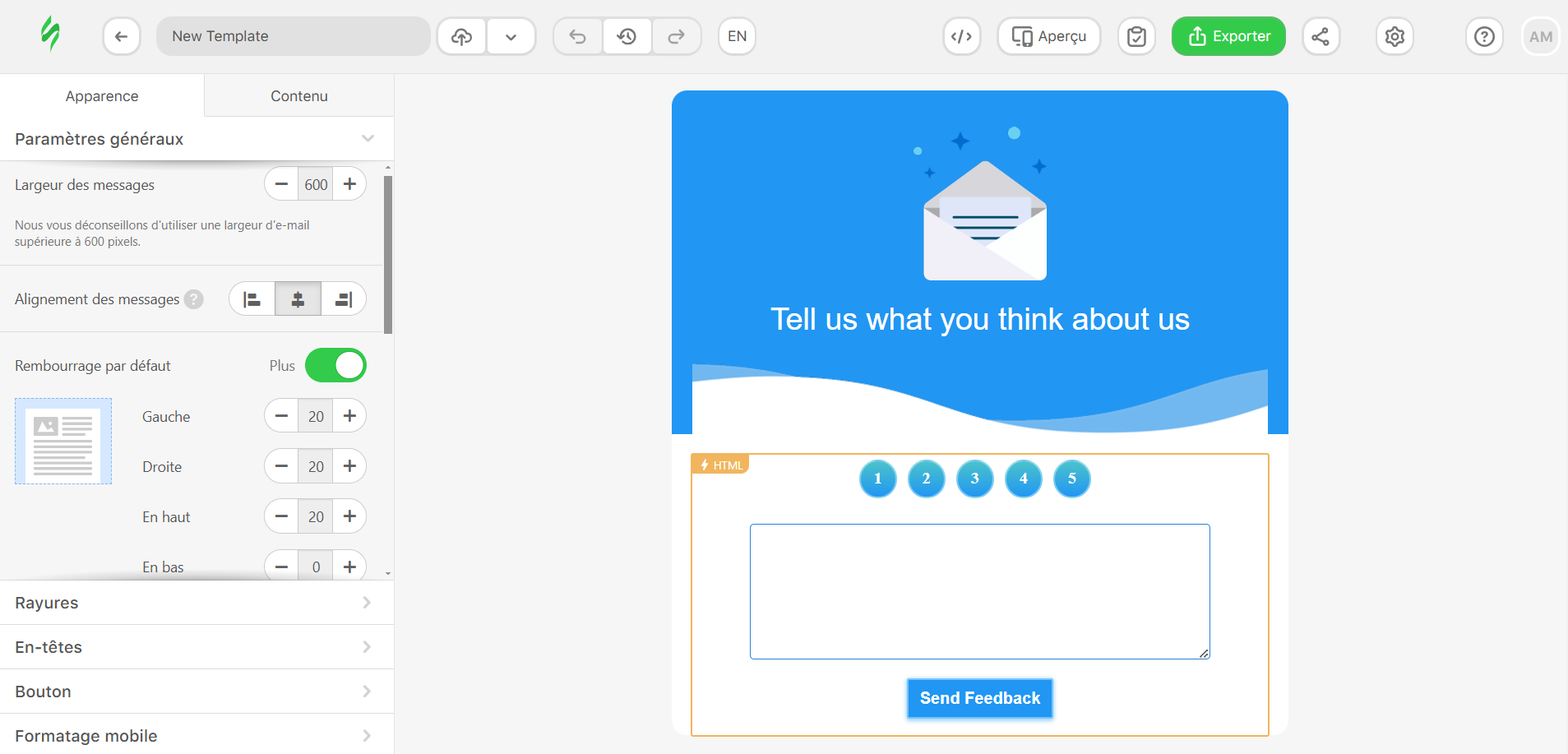 Formulaire e-mail préparé