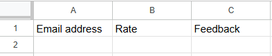 Prepared Google spreadsheet