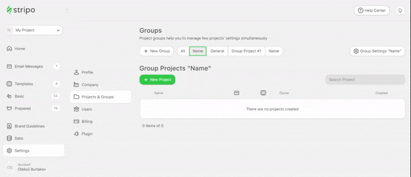 Projects and groups