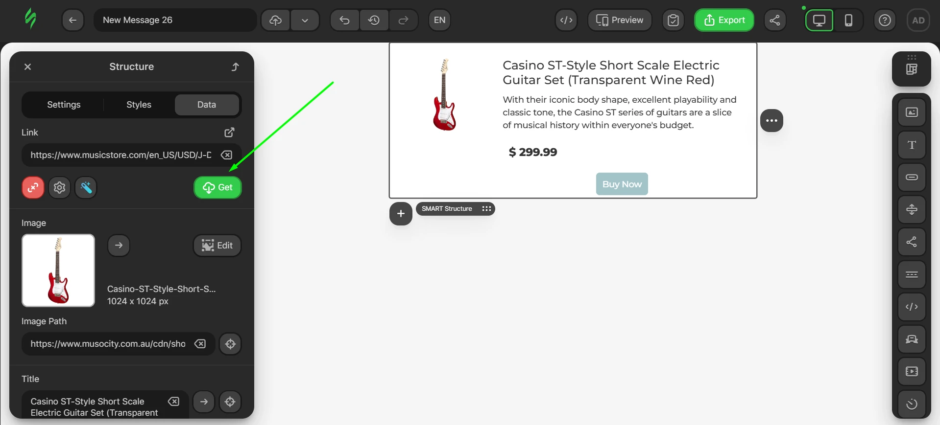 Pulling data from the product page