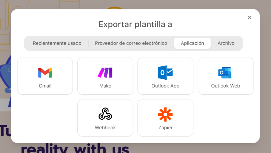 Seleccione la aplicación de Outlook de los ESP sugeridos