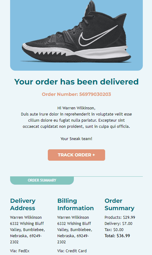 Shipping Confirmation Email Template