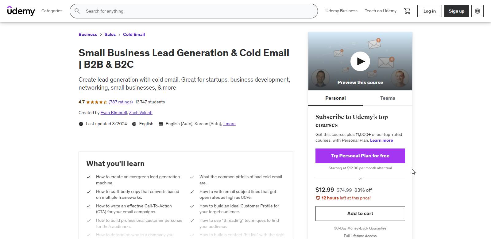 Small business lead generation and cold email _ Udemy