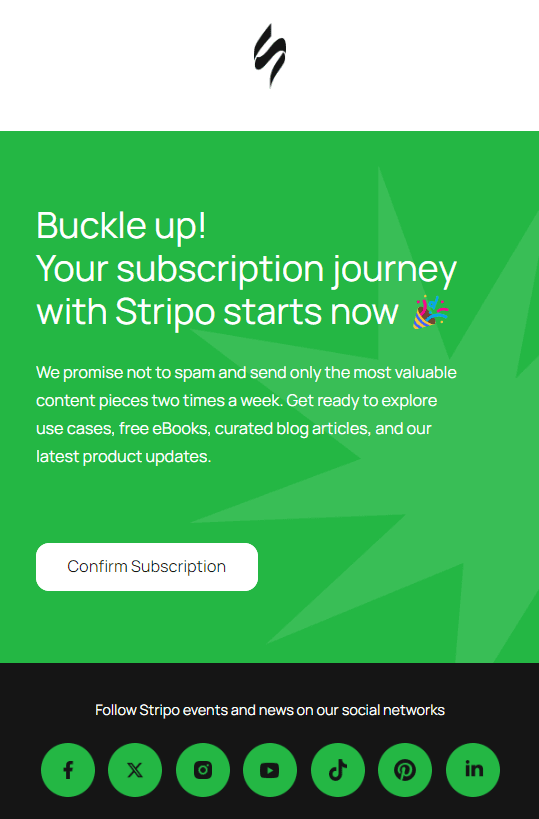Stripo subscription confirmation email