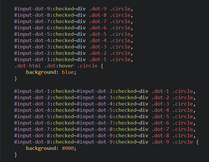 Styles Code for Dots in HTML Version