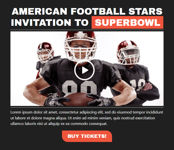 Super Bowl Email Templates with Videos