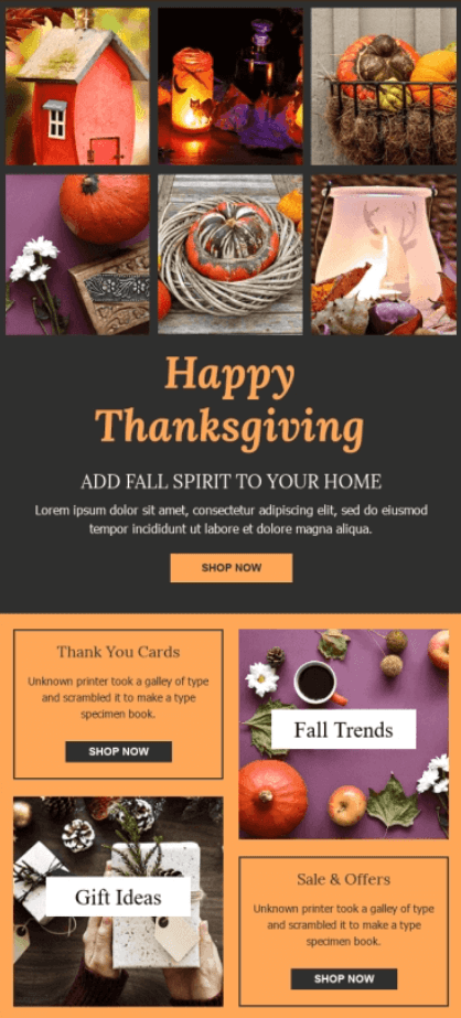 Thanksgiving Email Templates Example