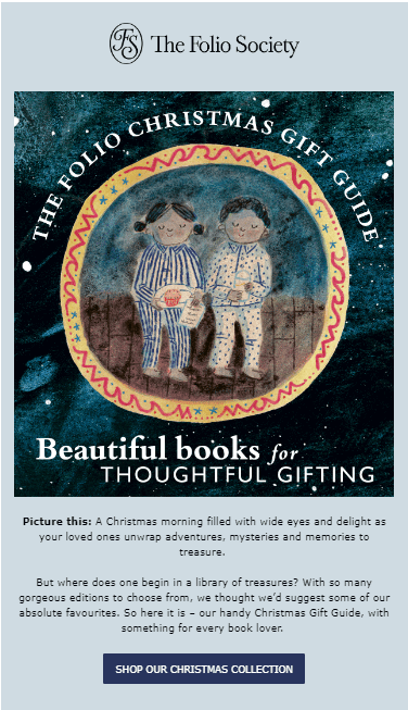 The Folio Society _ Color blue in an email marketing campaign
