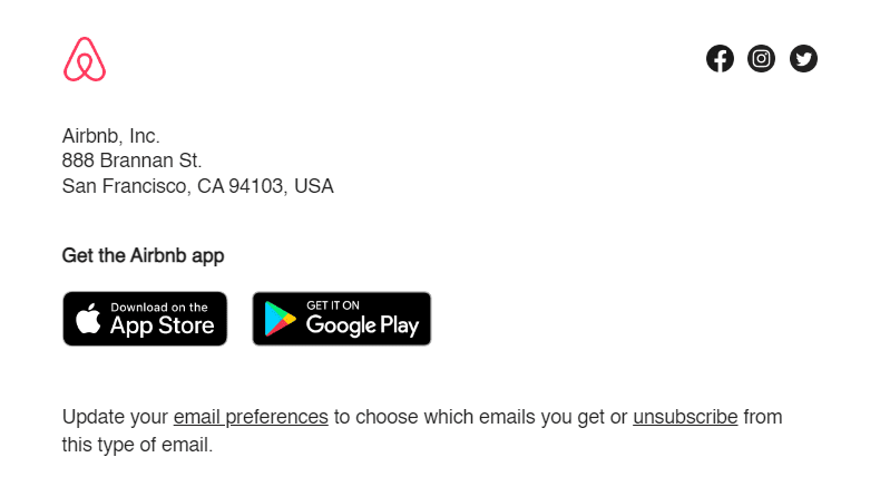 Unsubscribe Button _ Email from Airbnb