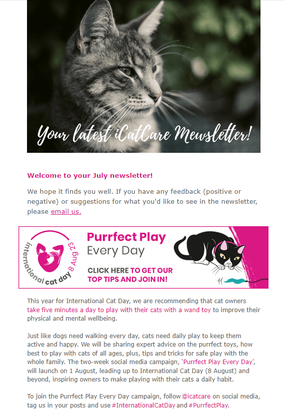 Use emails to inspire cat owners
