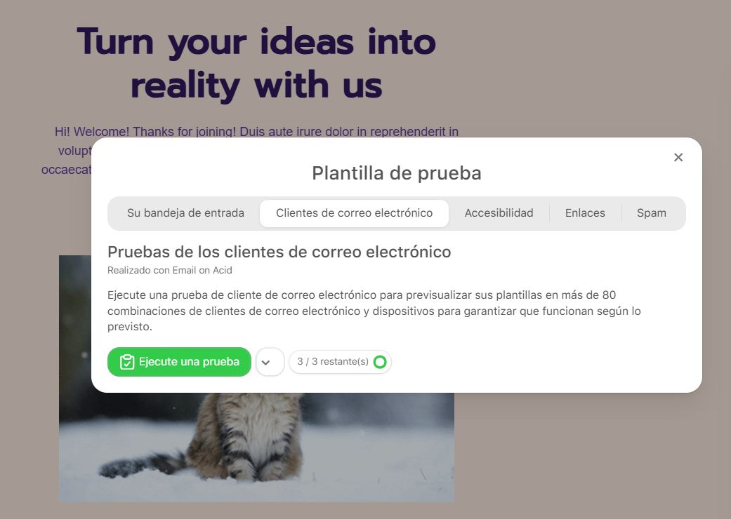 Utilice la herramienta de prueba para comprobar las plantillas de correo electrónico de Outlook antes de enviarlas