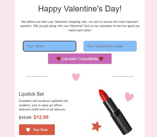 Email interactif pour la Saint-Valentin