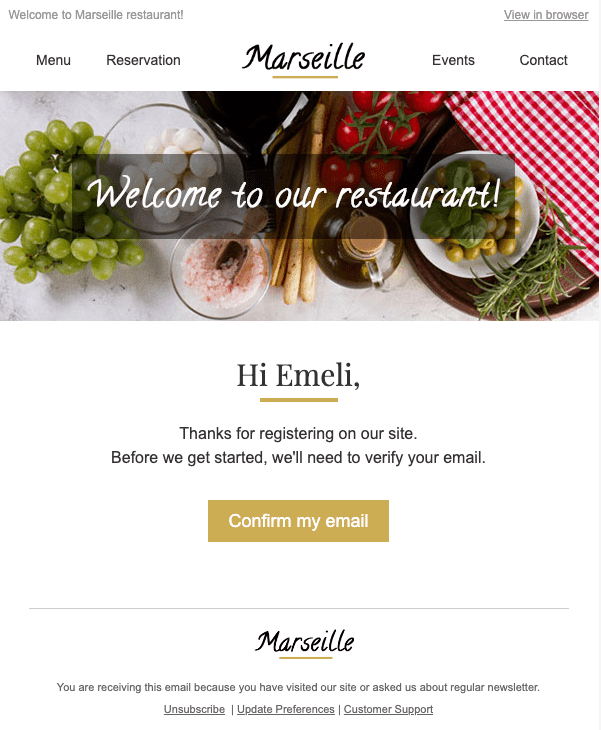 Warm Welcome Email to Confirm Registration for New Users